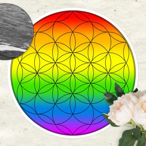 Rinbow Flower of Life Bubble-free Stickers