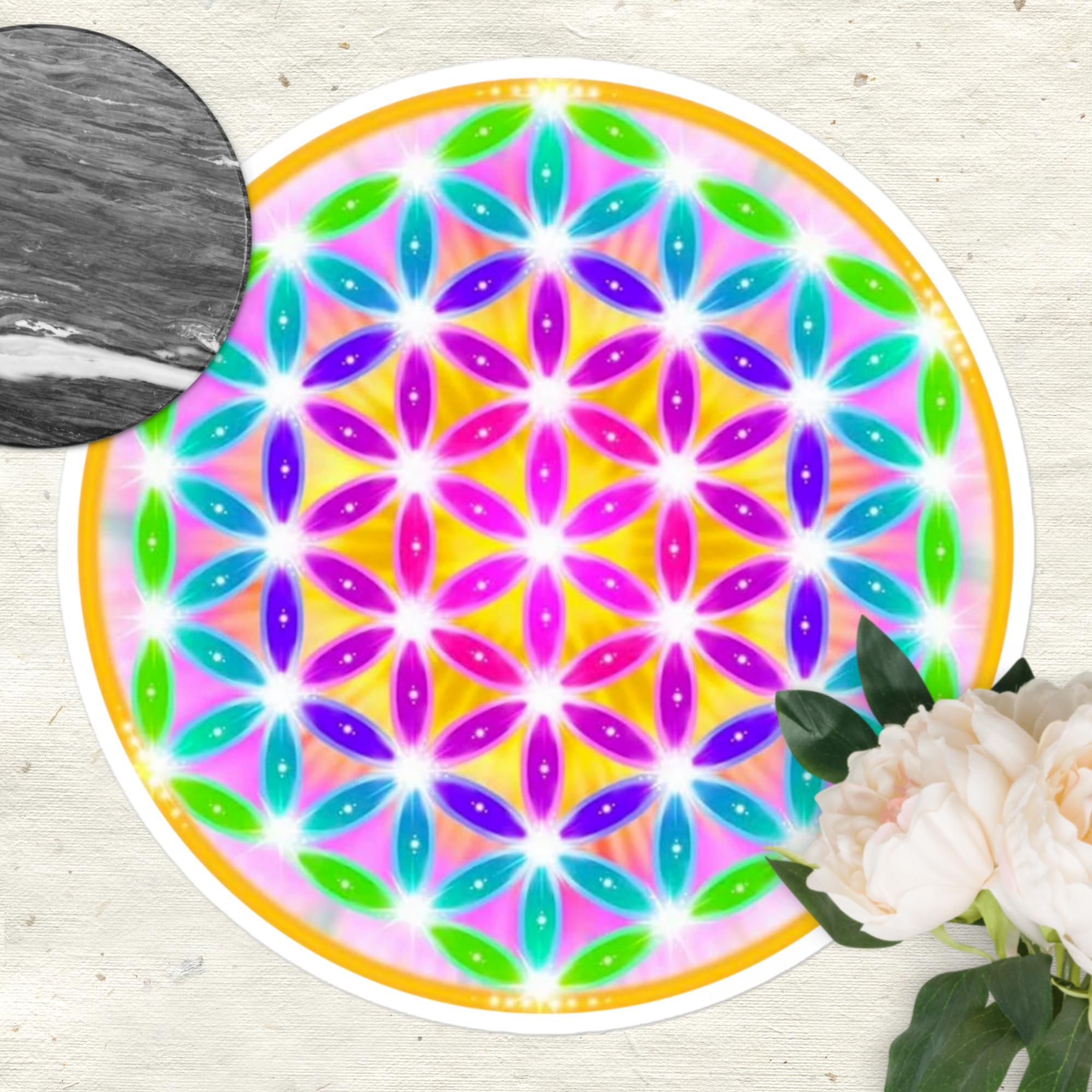pink flower of life sacred geometry bubble free stickers