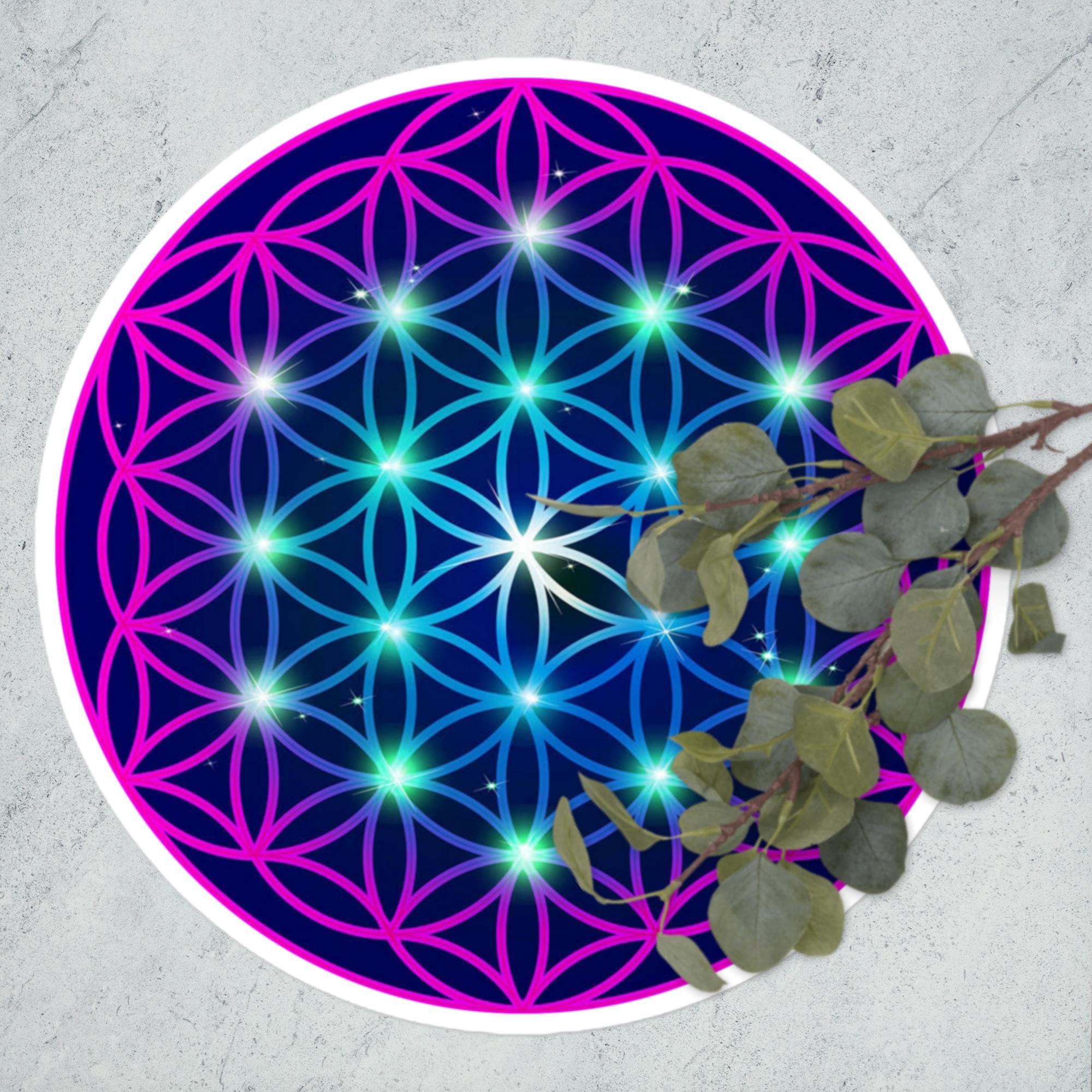 purple flower of life bubble free stickers